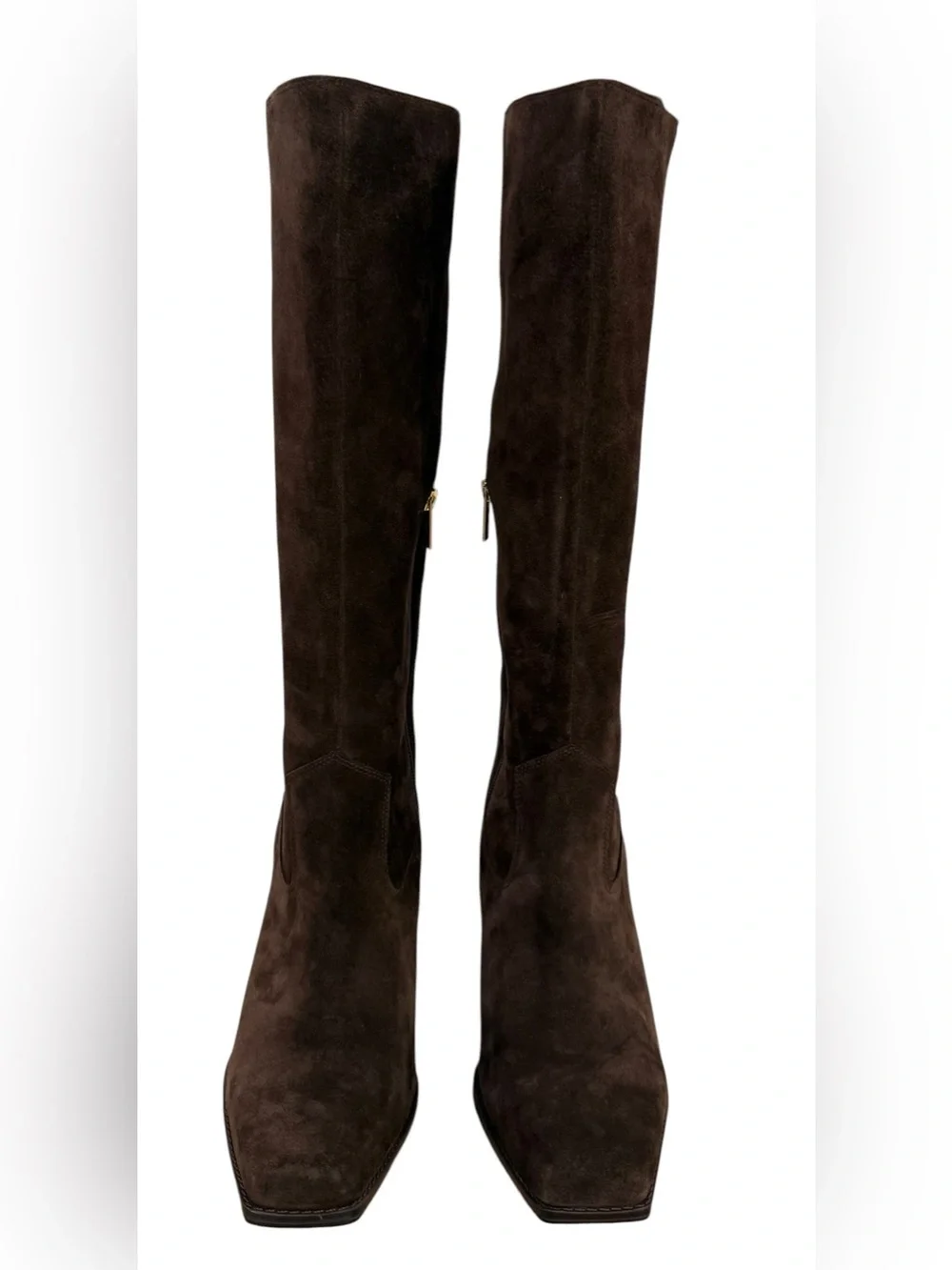 NWOB Vince Camuto Sangeti Knee High Suede Boots Brown Block Heel Size 10